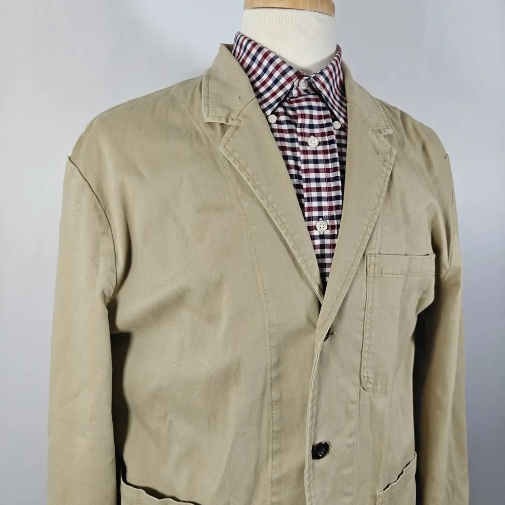St John's Bay Men's Sport Coat Jacket Three Button‎ Khaki Cotton Spandex XL